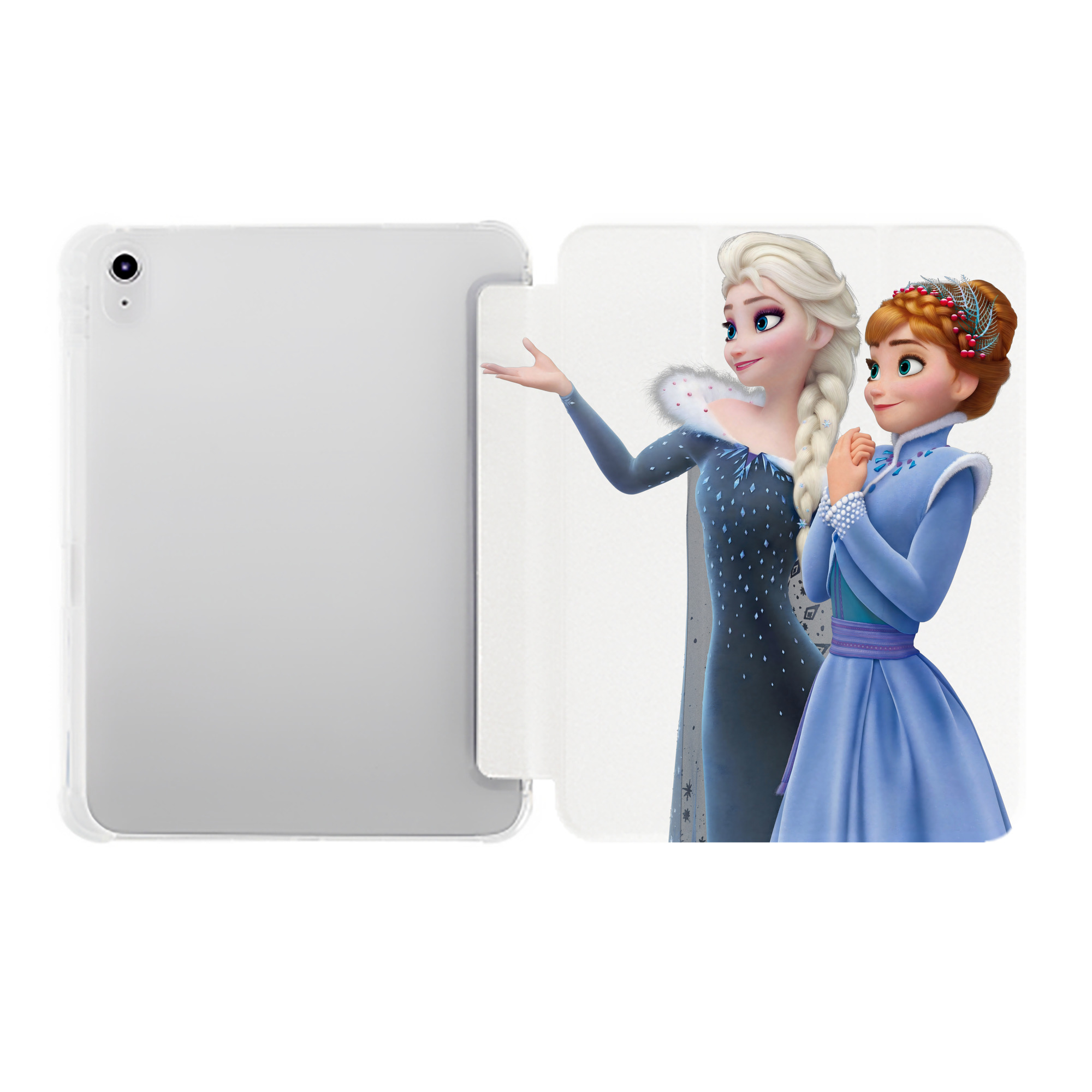 （画像用） アナと雪の女王 アンナ エルサ Frozen Anna Elsa IPad ケース ペン収納付き 三つ折りスタンド PUレザー×シリコン 対応機種9.5/10.5/10.9インチ